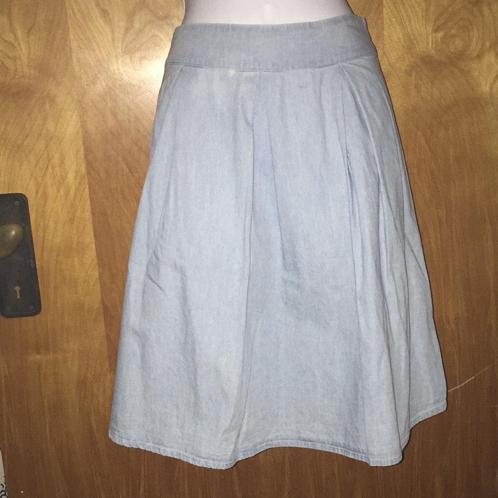 Blue Chambray Lumiere A Line Fit & Flare Skirt